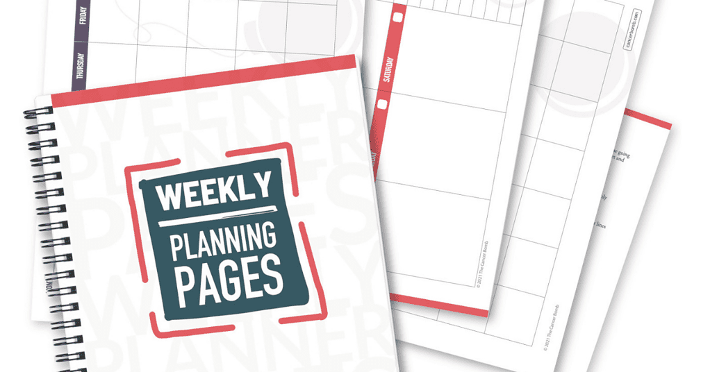 Image of the weekly planning pages- a planner develeoped for caregivers