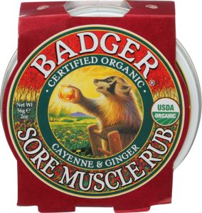 Tin of badger sore muscle rub, a great gift idea for cancer patients.