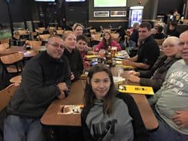 Dinner at Buffallo Wild Wings during one of our family vacations.