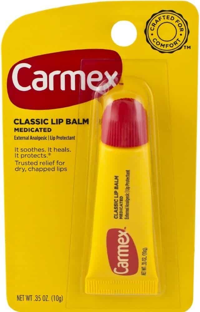 Carmex Medicated Classic Lip Balm in a yellow package