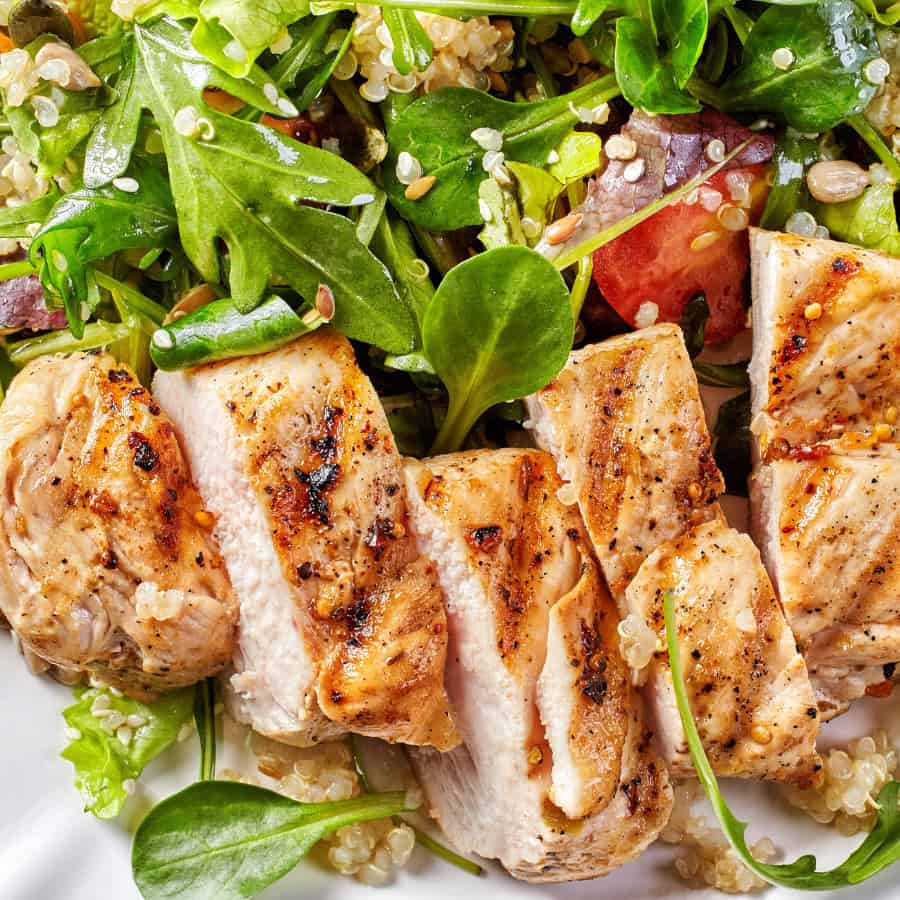 Grilled chicken with salad.