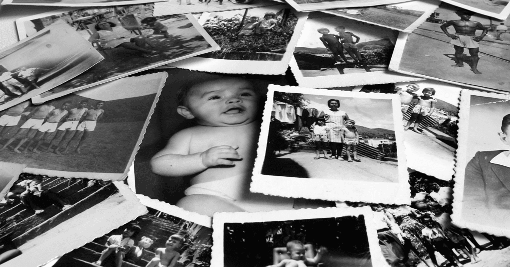 scattered family photos everywhere.