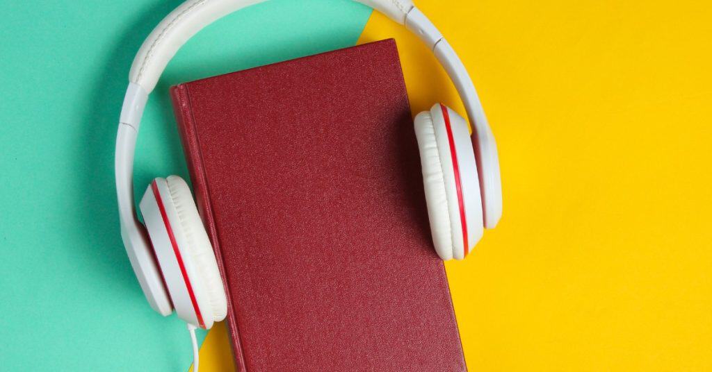 Book and headphones