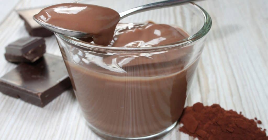 Chocolate pudding in a glass bowl/